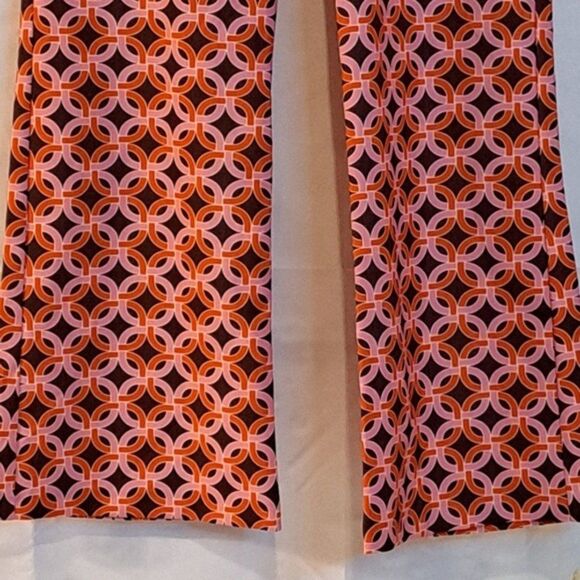 Asos Design Geometric Hippie Design Slim Flare Pants Red/Brown NWOT 4 - Picture 9 of 12